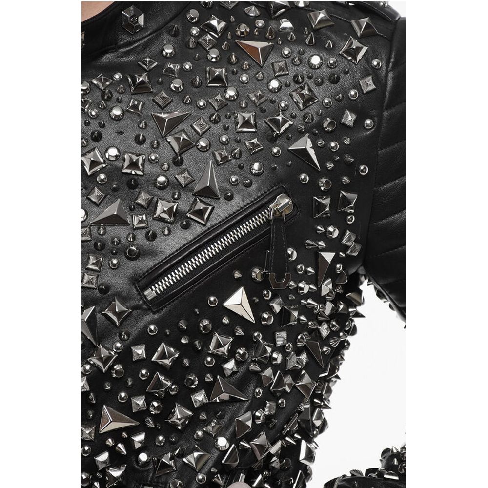 Leather HOLY LIFE Biker Jacket with Studs All-Over