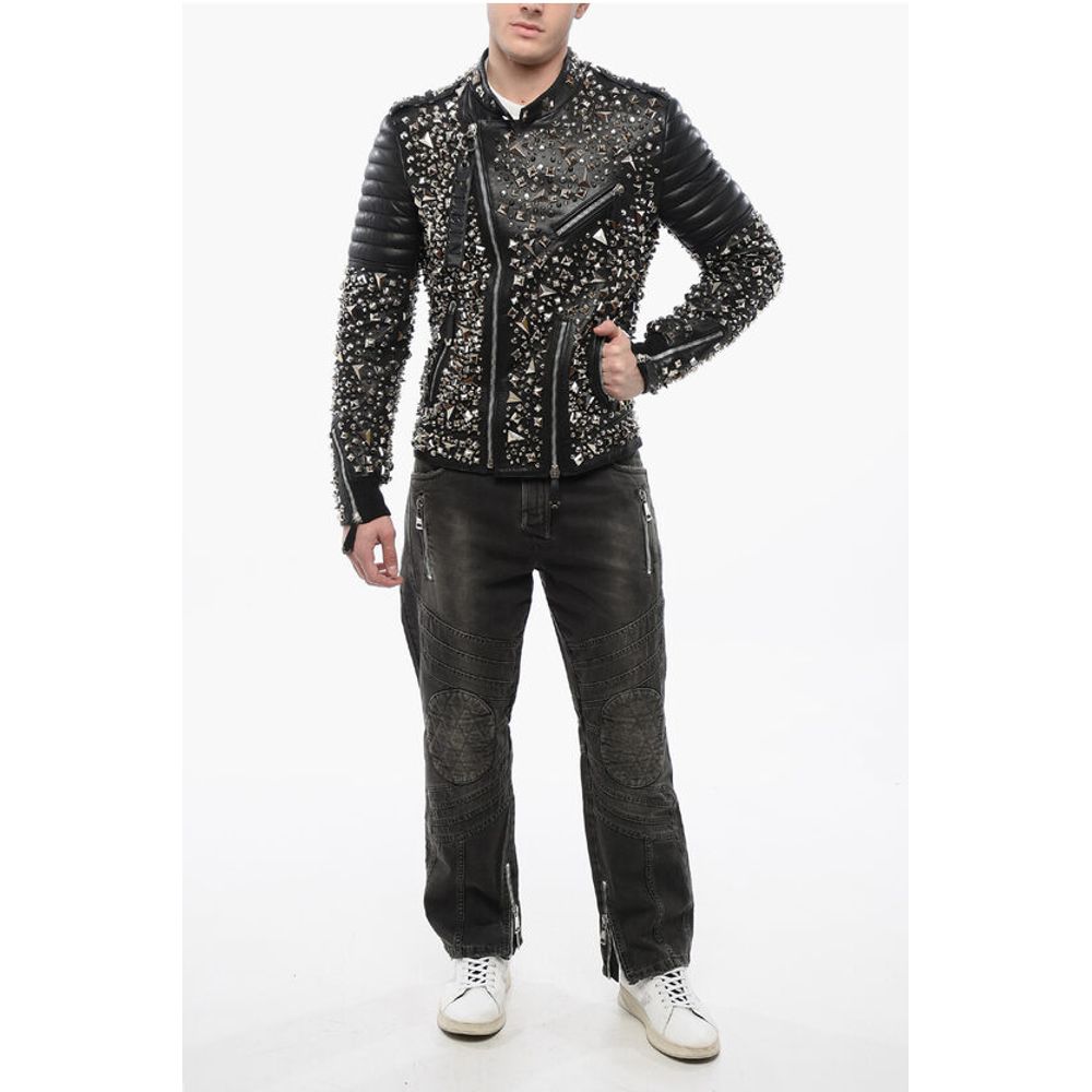 Leather HOLY LIFE Biker Jacket with Studs All-Over