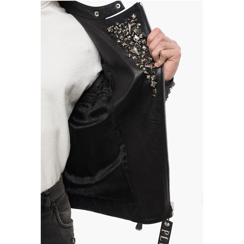 Leather HOLY LIFE Biker Jacket with Studs All-Over