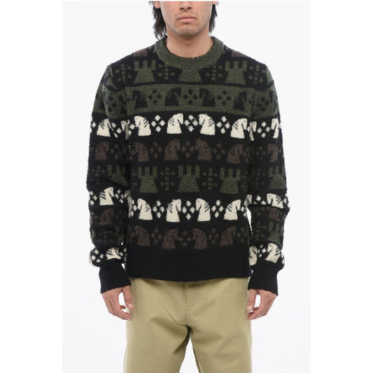 Embroidered Wool CHESS Crewneck Sweater