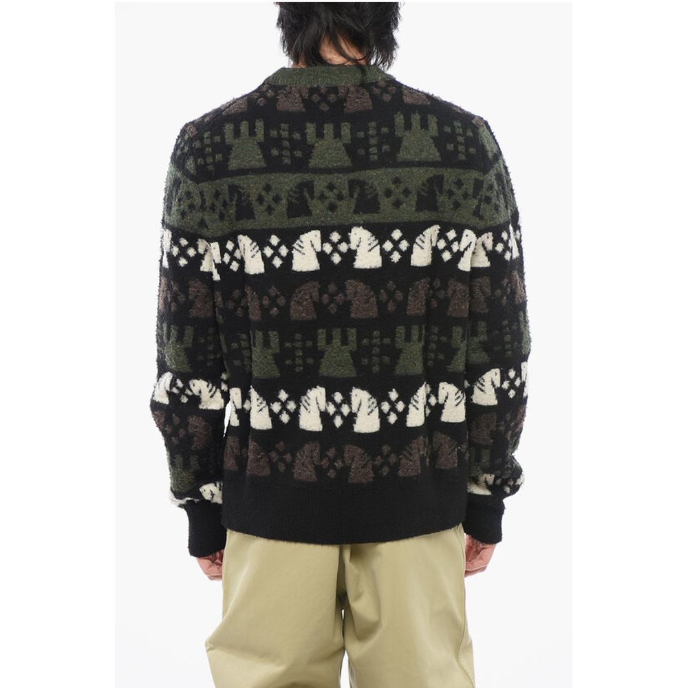 Embroidered Wool CHESS Crewneck Sweater