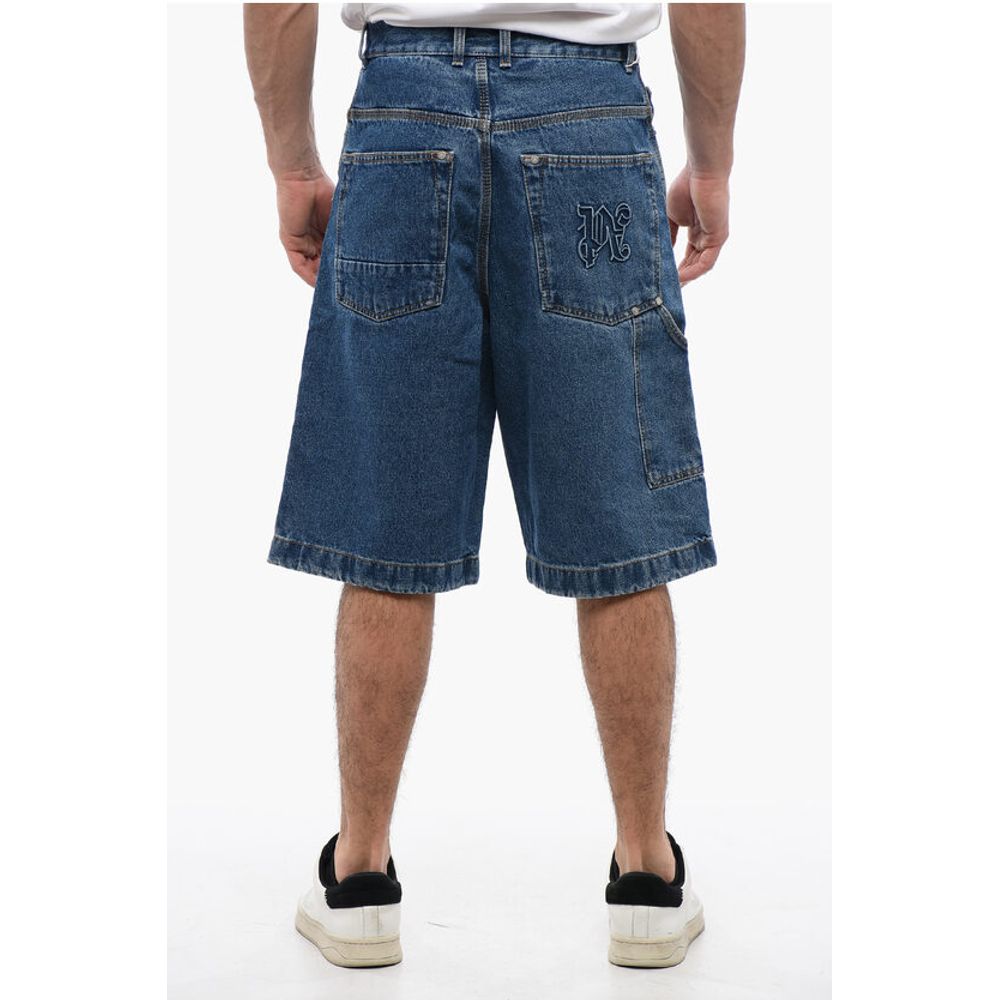 Multipocketed Mid Wash Denim Shorts
