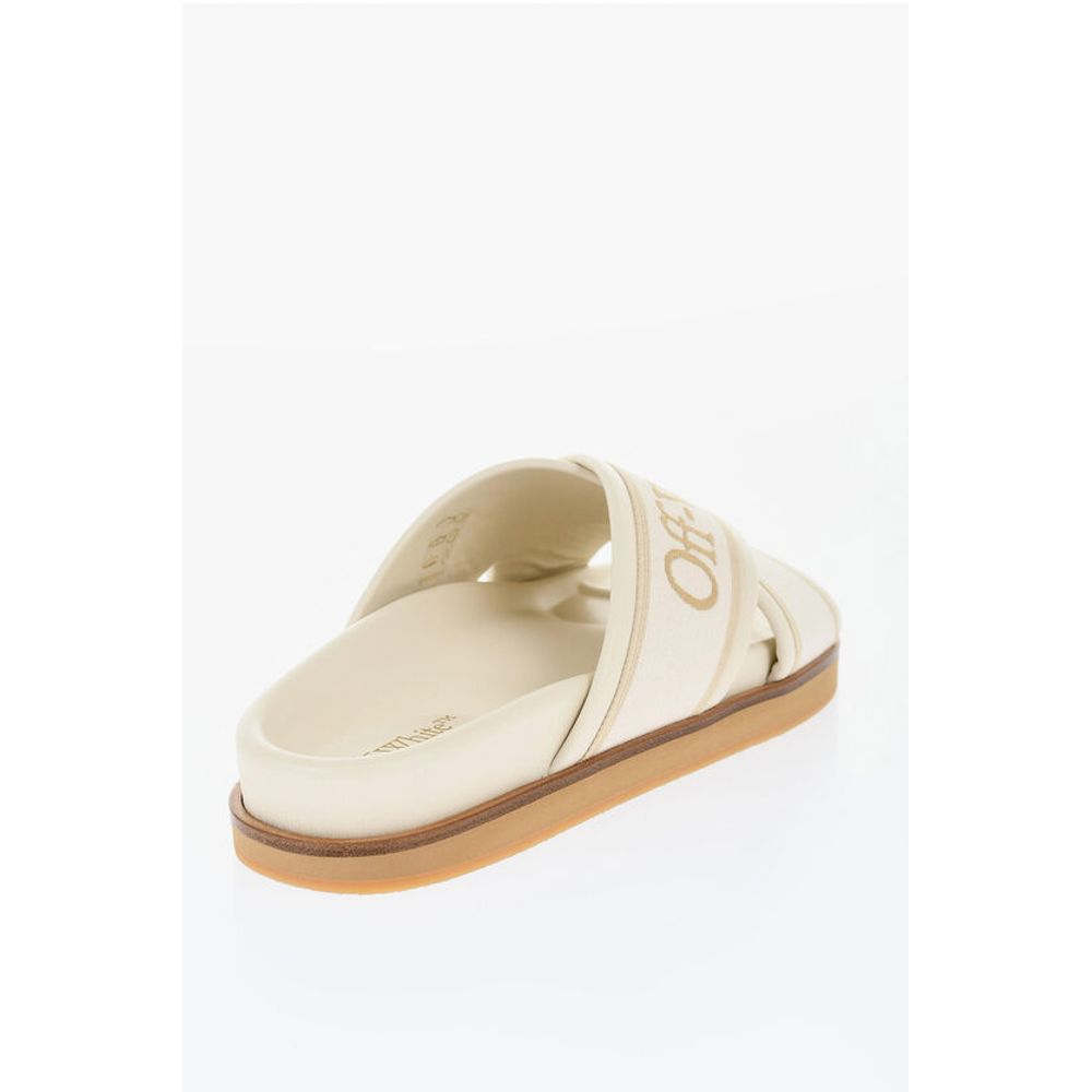 Leather Criss Cross CLOUD Logoed Slides