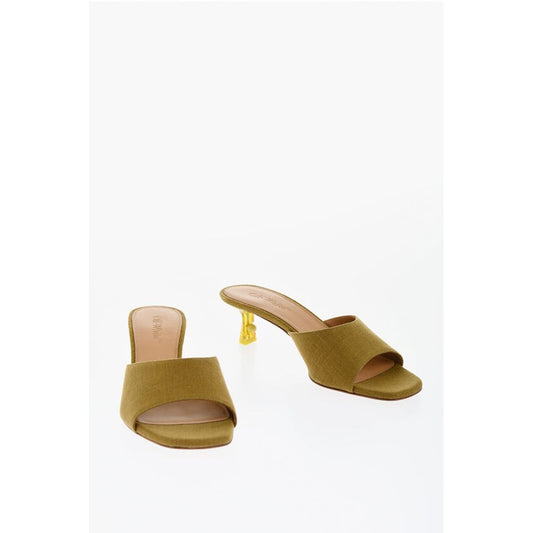 Open-Toe Linen Blend LOLLIPOP Mules Heel 5 cm