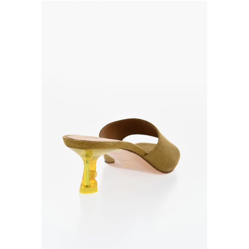 Open-Toe Linen Blend LOLLIPOP Mules Heel 5 cm