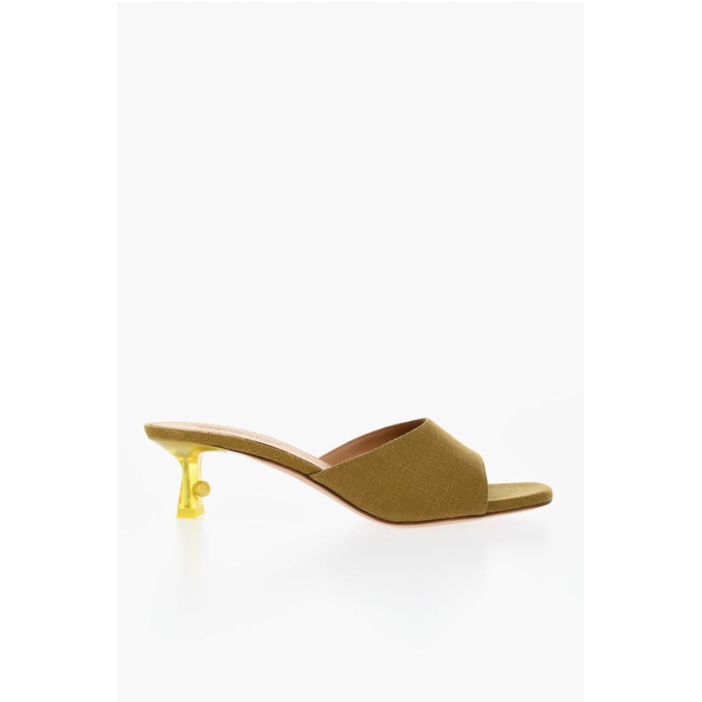 Open-Toe Linen Blend LOLLIPOP Mules Heel 5 cm