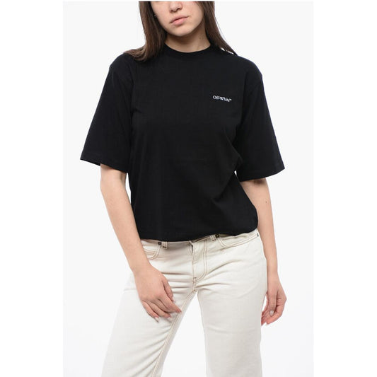 Cotton Crew-neck T-shirt with Back Floral-Motif