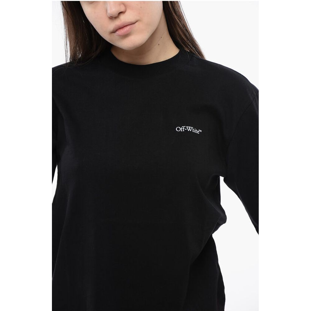 Cotton Crew-neck T-shirt with Back Floral-Motif