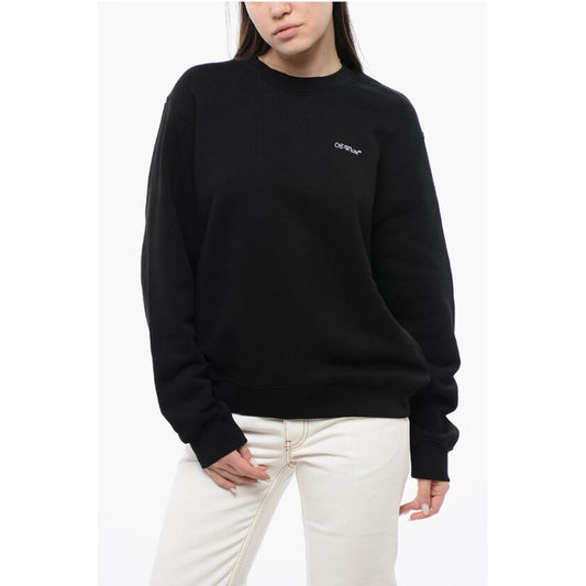 Cotton Crew-neck Sweatshirt with Back Floral Motif