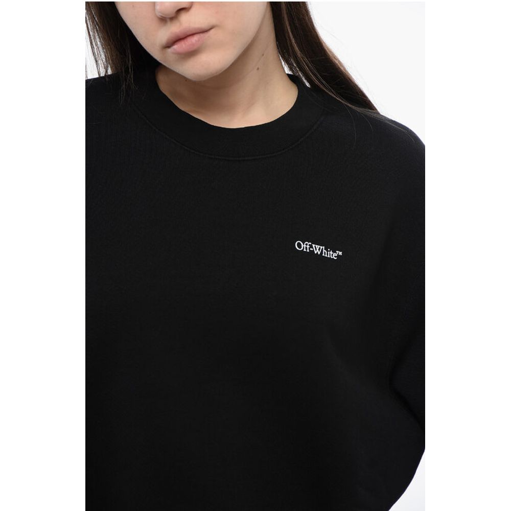 Cotton Crew-neck Sweatshirt with Back Floral Motif