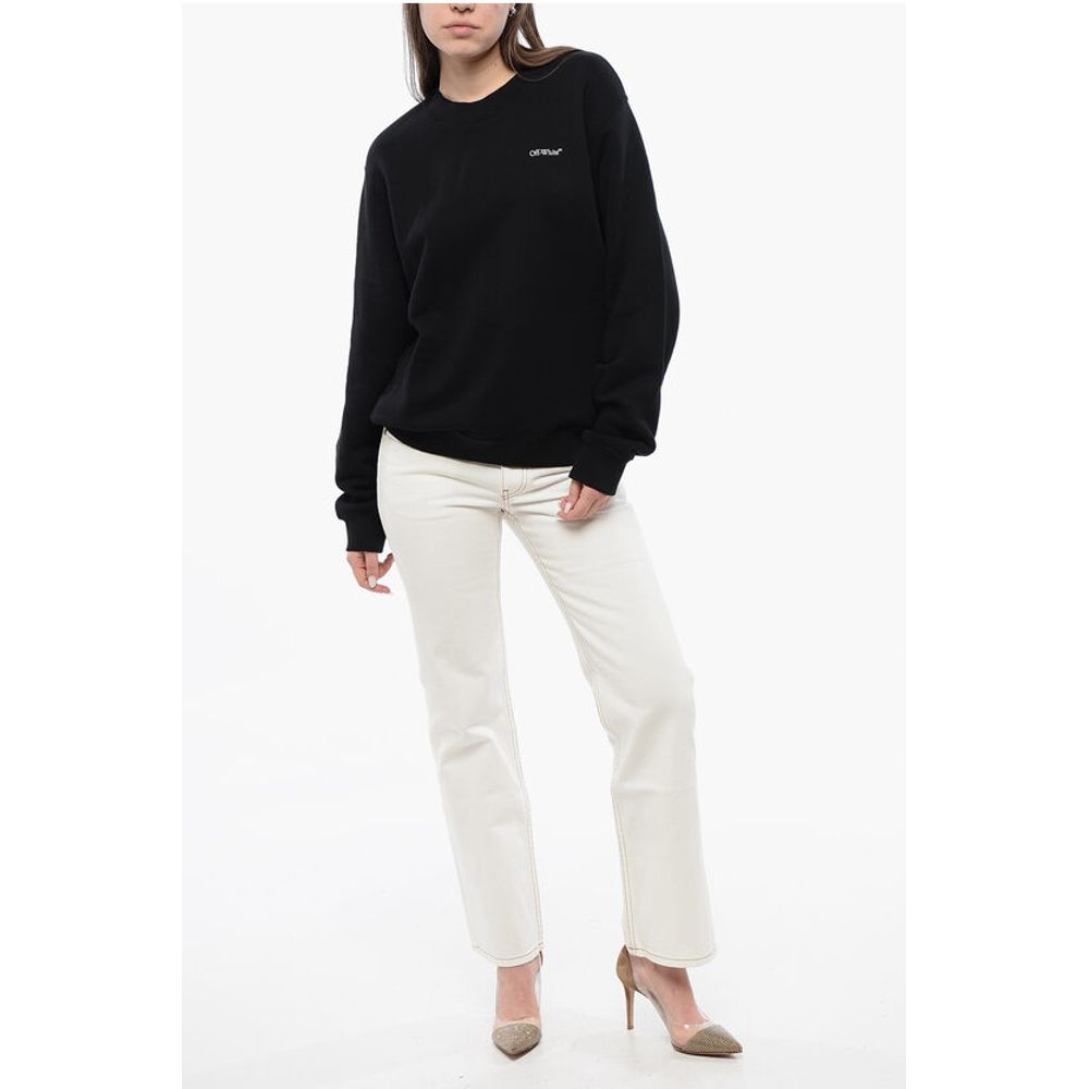 Cotton Crew-neck Sweatshirt with Back Floral Motif