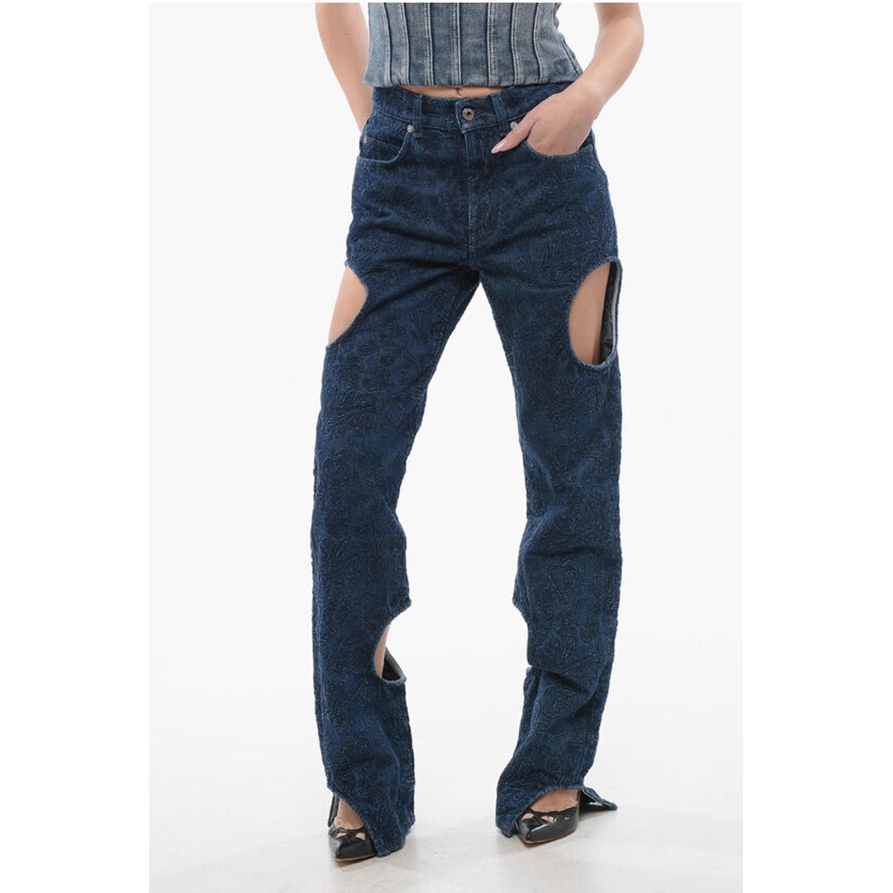 All-Over Embroidered METEOR Dark Washed Denims 22cm