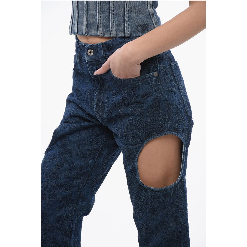All-Over Embroidered METEOR Dark Washed Denims 22cm