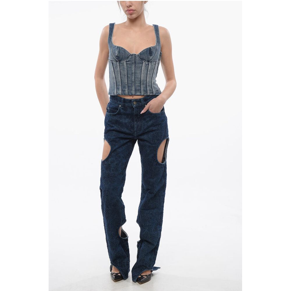 All-Over Embroidered METEOR Dark Washed Denims 22cm
