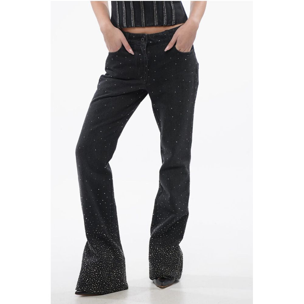 Low Rise BLING Flared Fit Denims with All-Over Rhinestones 2