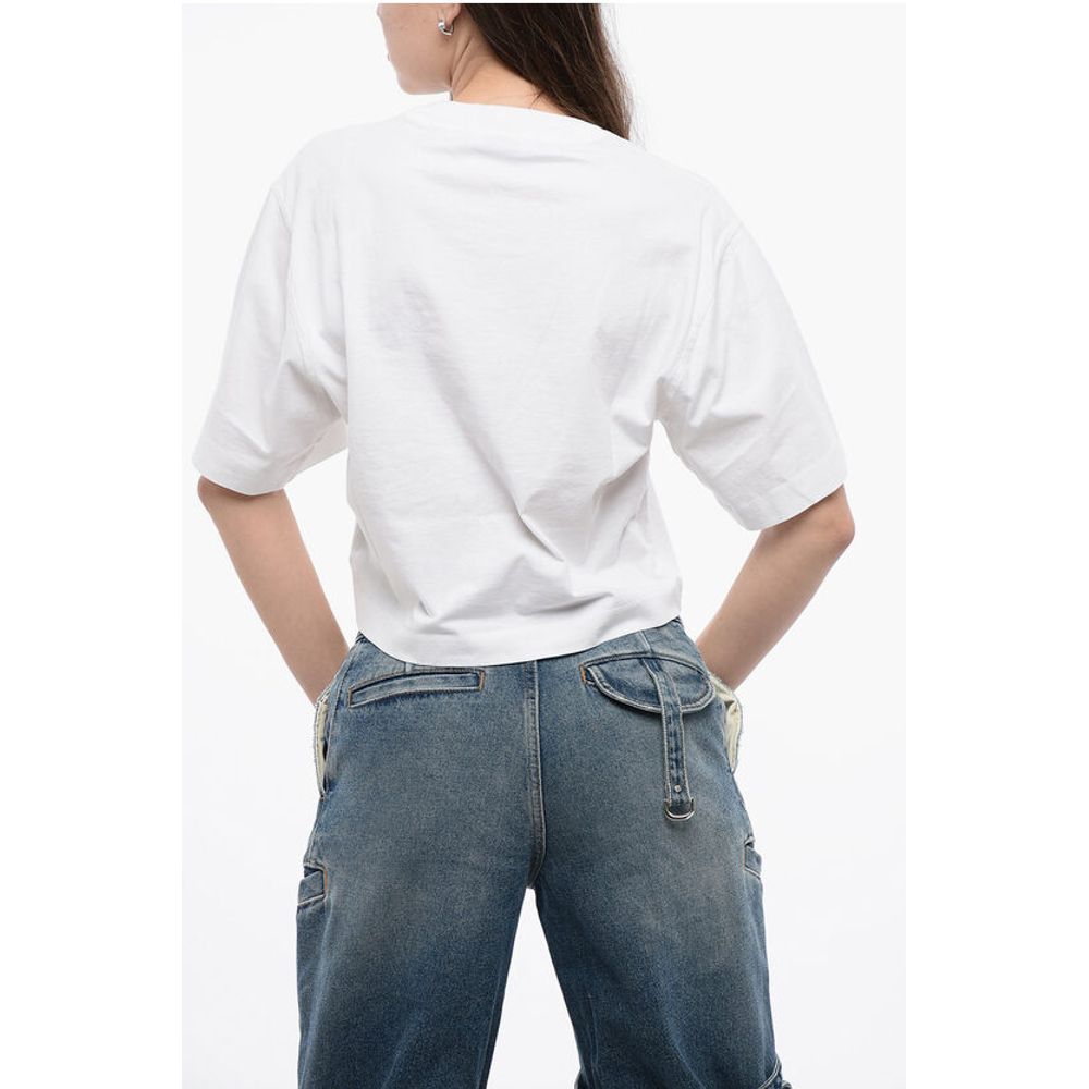 Cropped Crew-neck T-shirt with Frontal Print