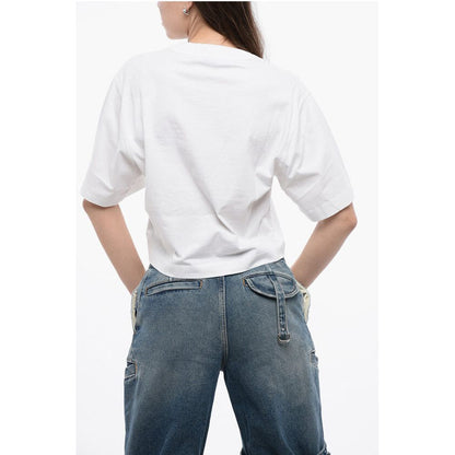Cropped Crew-neck T-shirt with Frontal Print