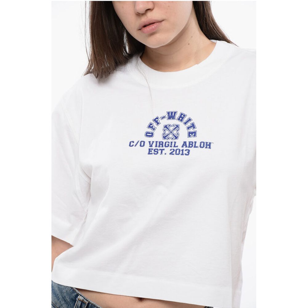 Cropped Crew-neck T-shirt with Frontal Print