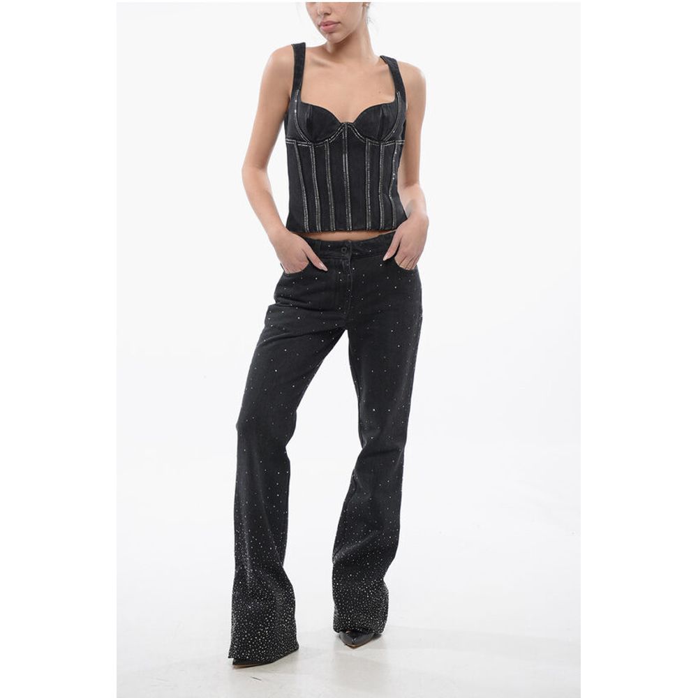 Low Rise BLING Flared Fit Denims with All-Over Rhinestones 2