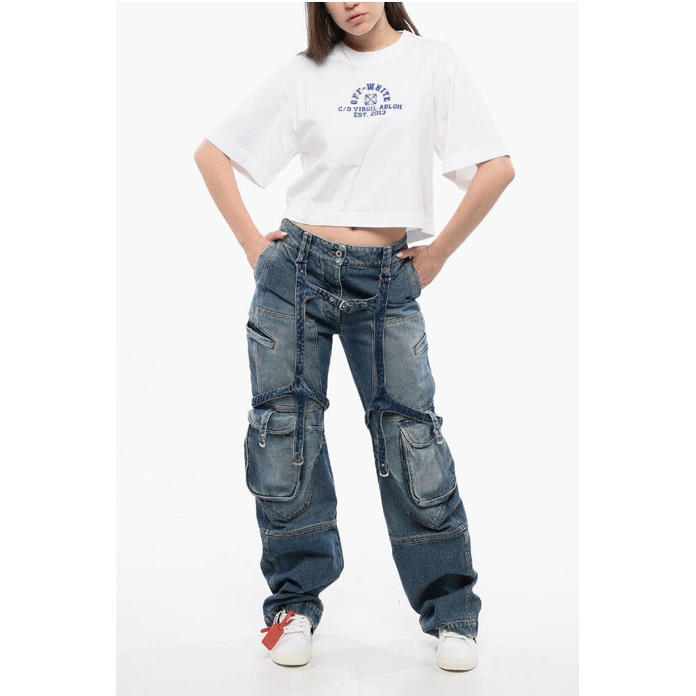 Cropped Crew-neck T-shirt with Frontal Print