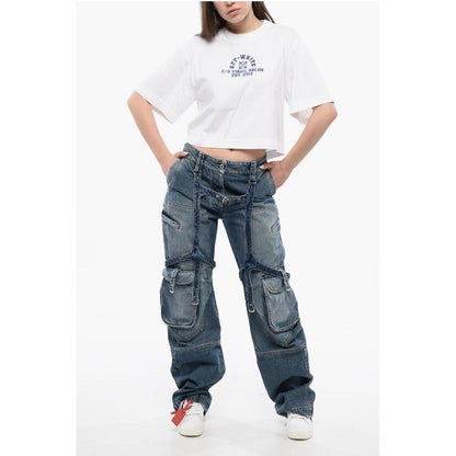 Cropped Crew-neck T-shirt with Frontal Print