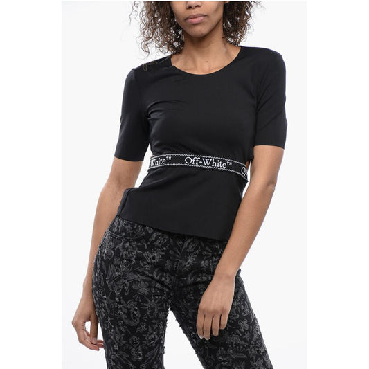 Short Sleeved Tight-Fitting Top with Cut-Out Detail