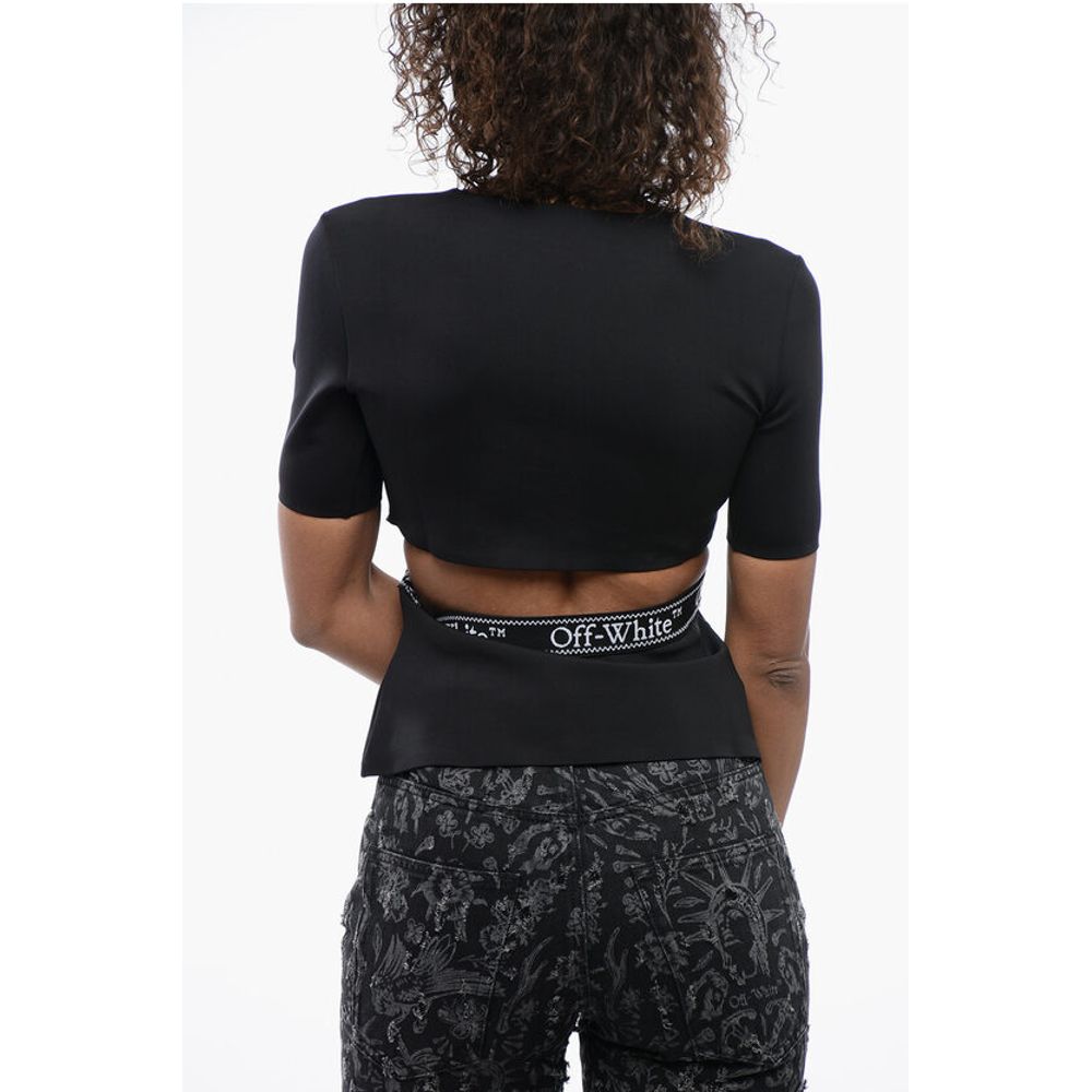 Short Sleeved Tight-Fitting Top with Cut-Out Detail