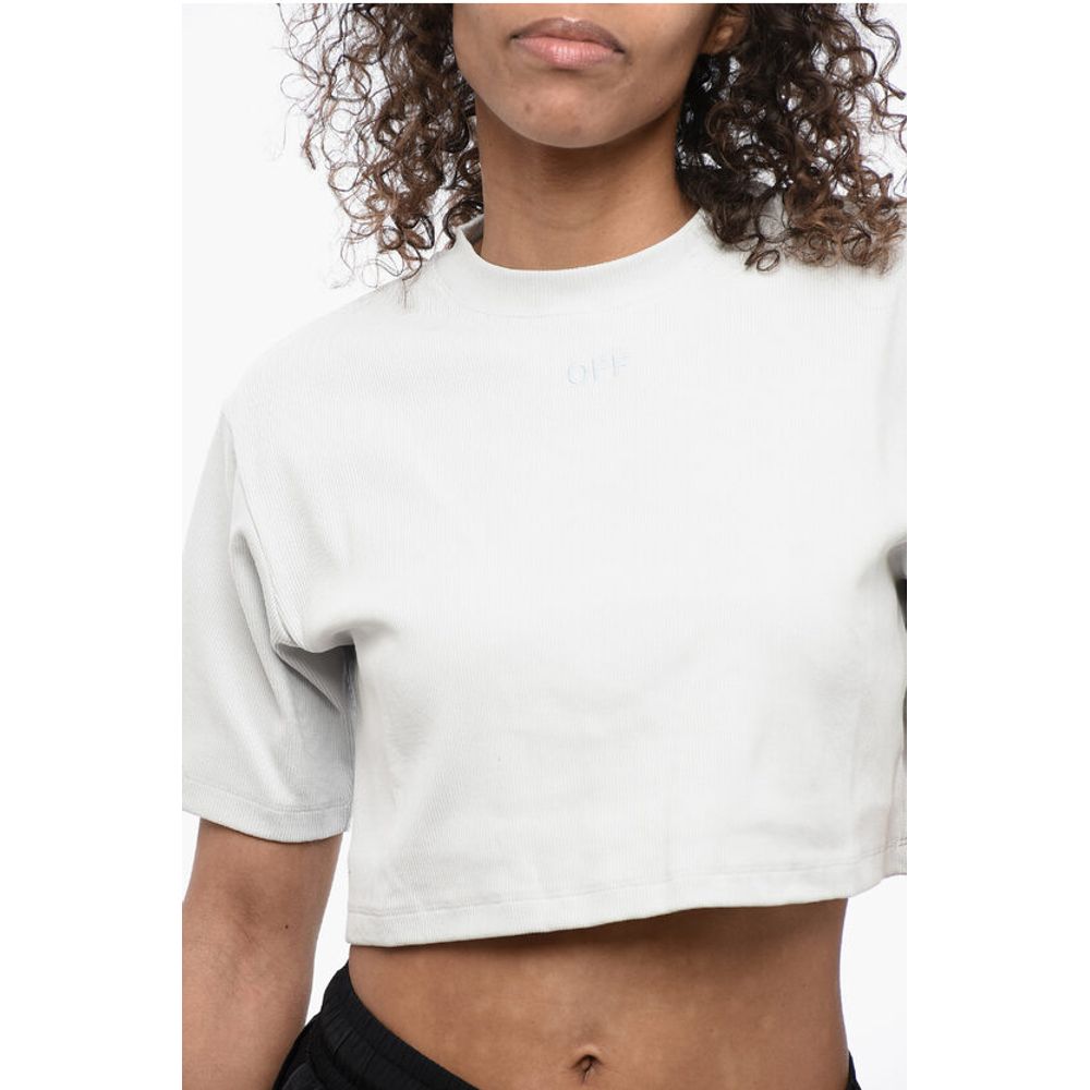 Ribbed Crop Crew-neck T-Shirt
