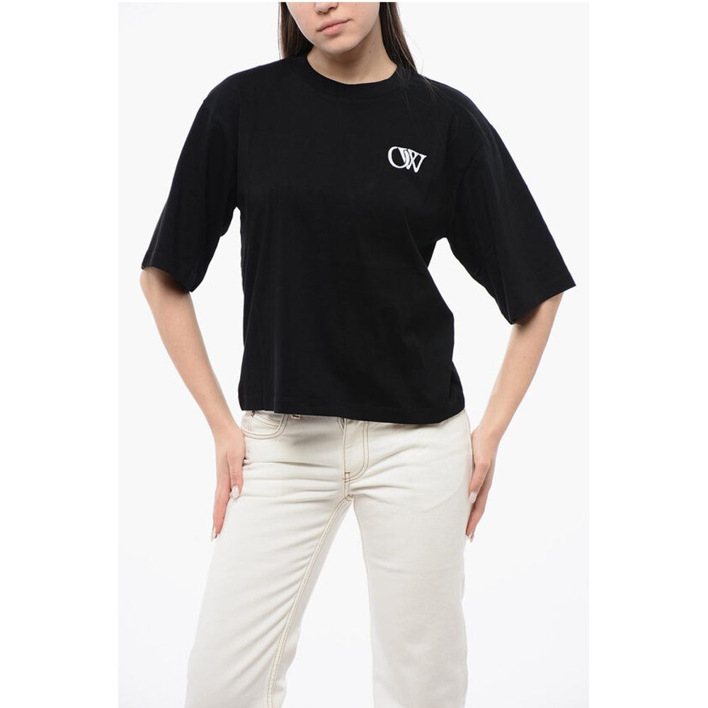 Cotton Crew-neck T-shirt With Contrast Embroidery