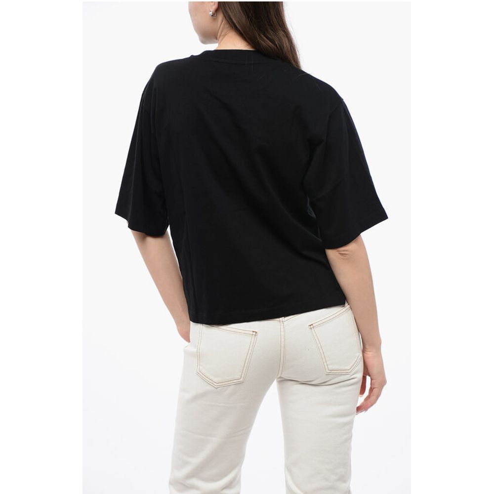 Cotton Crew-neck T-shirt With Contrast Embroidery