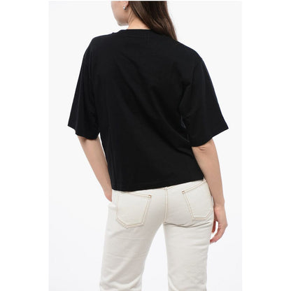Cotton Crew-neck T-shirt With Contrast Embroidery