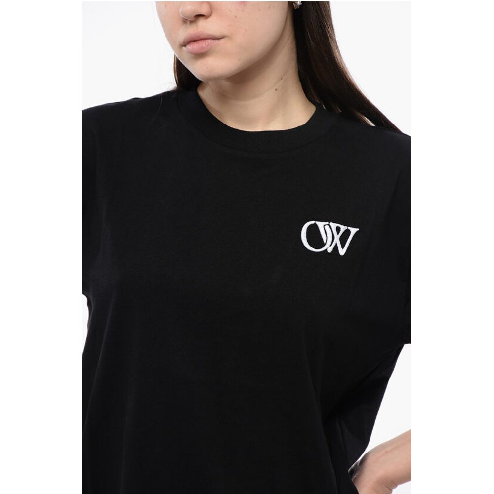 Cotton Crew-neck T-shirt With Contrast Embroidery
