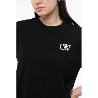 Cotton Crew-neck T-shirt With Contrast Embroidery