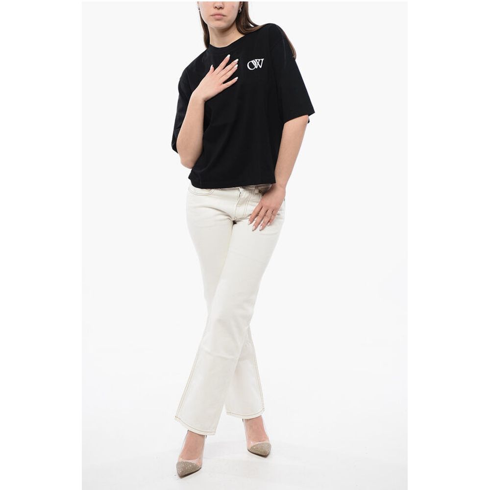 Cotton Crew-neck T-shirt With Contrast Embroidery