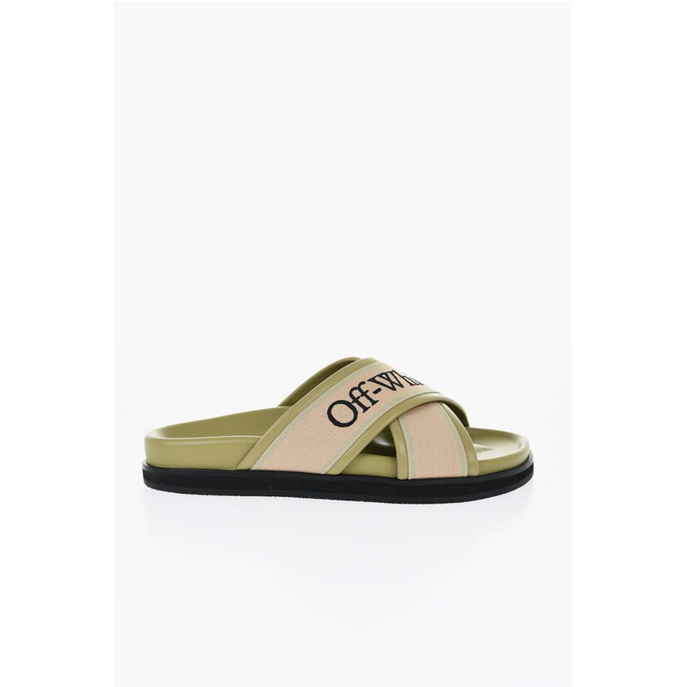 Leather Criss Cross CLOUD Logoed Slides