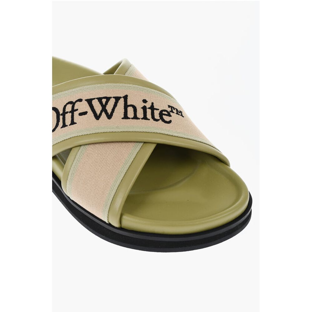 Leather Criss Cross CLOUD Logoed Slides