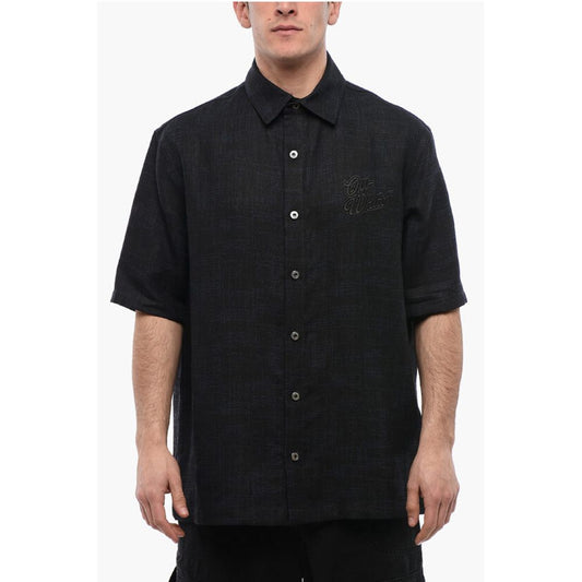 Short-sleeved 90SLOGO Linen Shirt