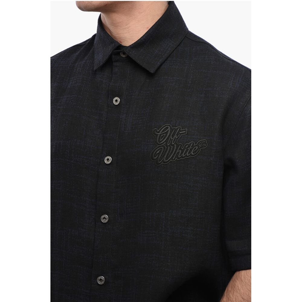 Short-sleeved 90SLOGO Linen Shirt