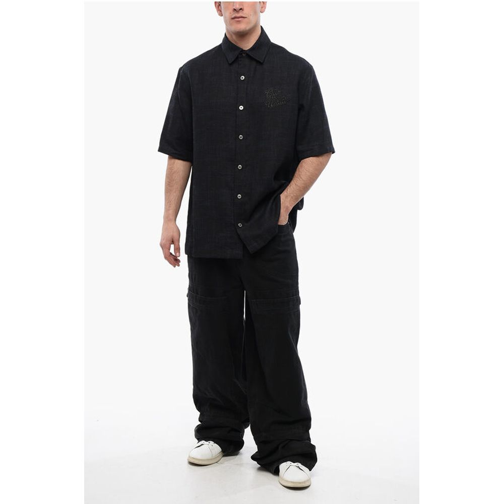 Short-sleeved 90SLOGO Linen Shirt