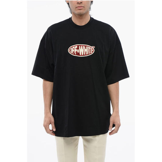 Logoed T-shirt Embelished With Rhinestones