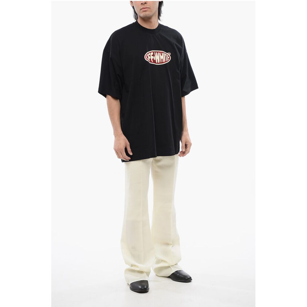 Logoed T-shirt Embelished With Rhinestones