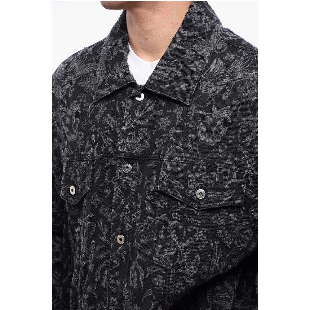 Distressed Design TATTOO LASER Denim Jacket