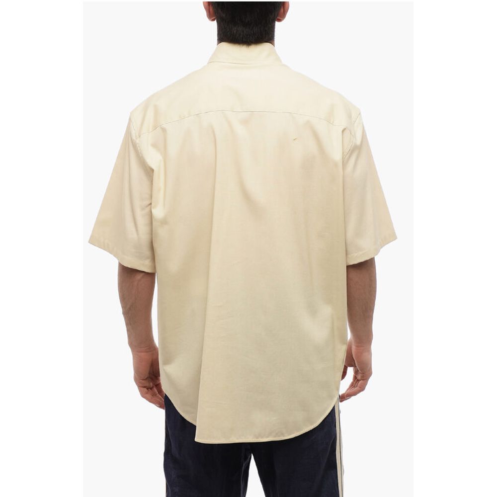 Button-down Wool Blend Shirt with Breast-pocket