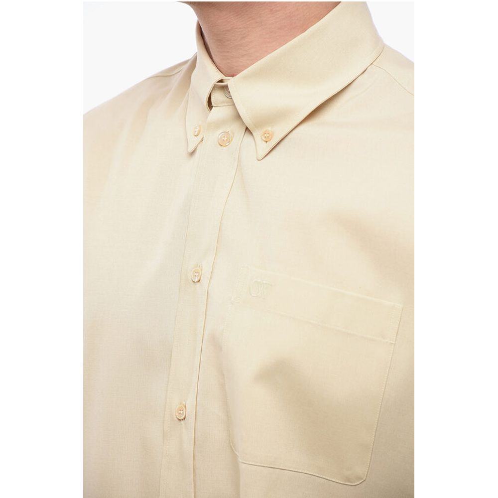 Button-down Wool Blend Shirt with Breast-pocket