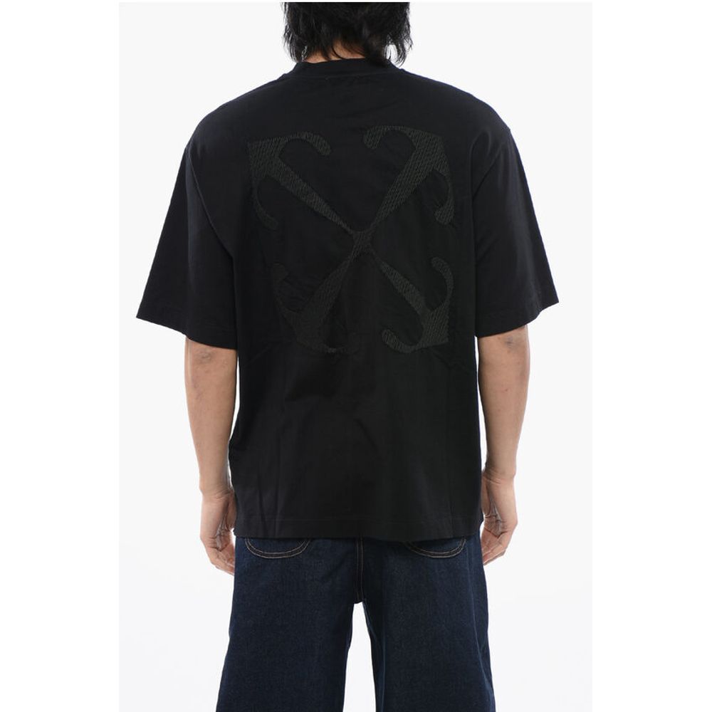 Solid Color SKATE Crew-neck T-Shirt with Arrow Embroidery
