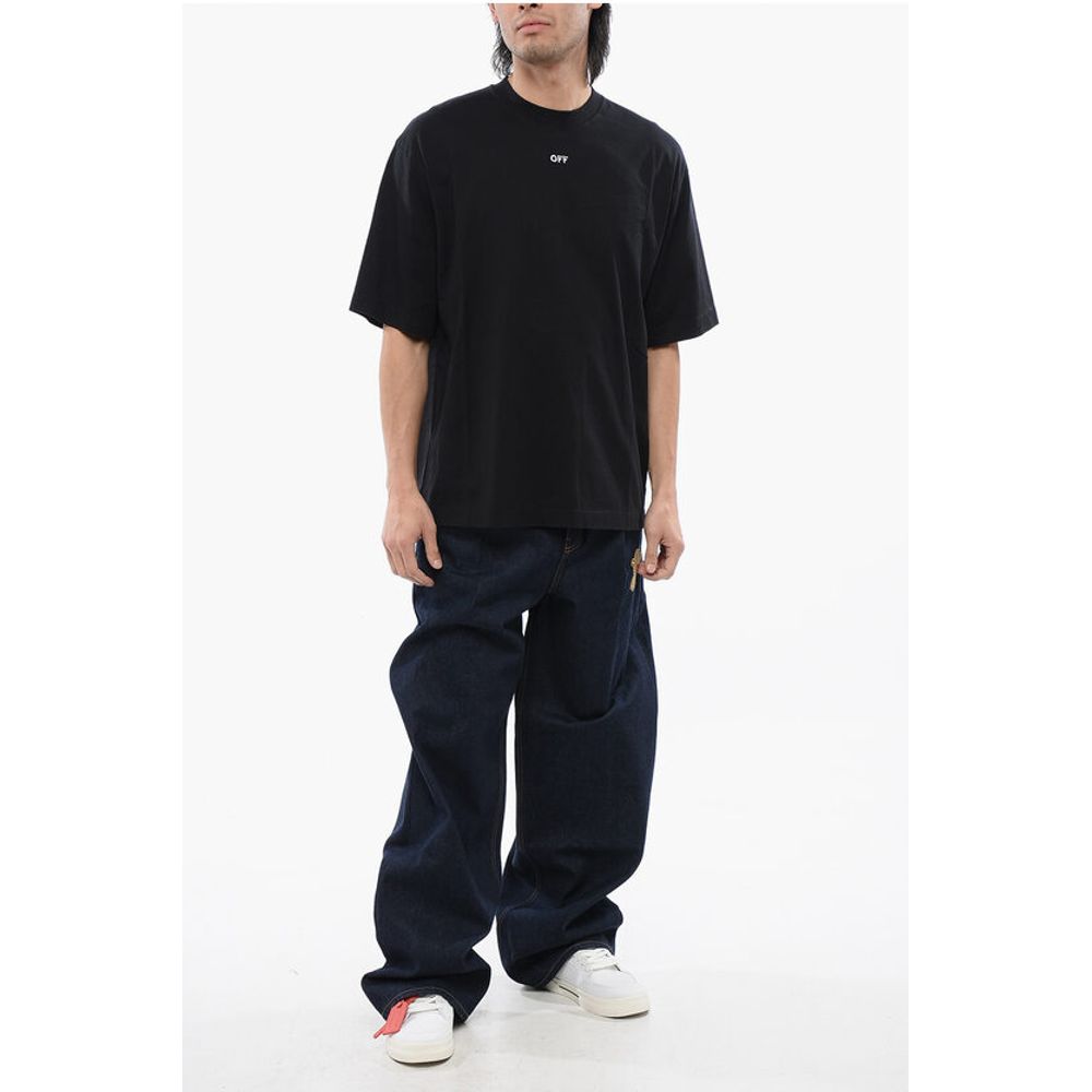 Solid Color SKATE Crew-neck T-Shirt with Arrow Embroidery