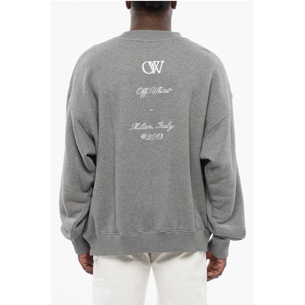 Solid Color Crewneck Sweatshirt with Embroideries