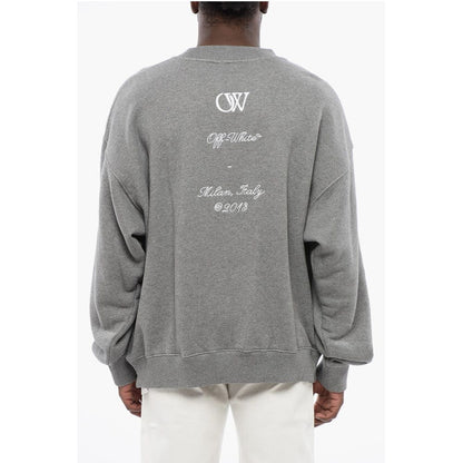Solid Color Crewneck Sweatshirt with Embroideries