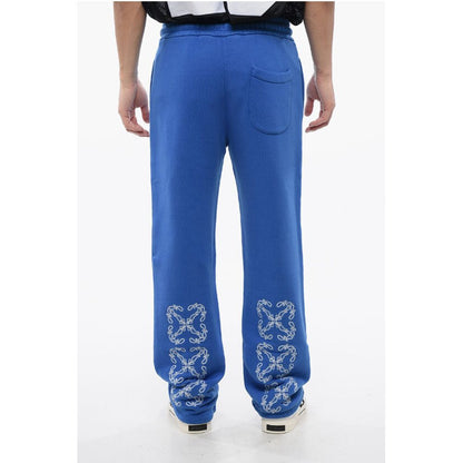 Brushed Cotton Joggers With Bandana Embroidery