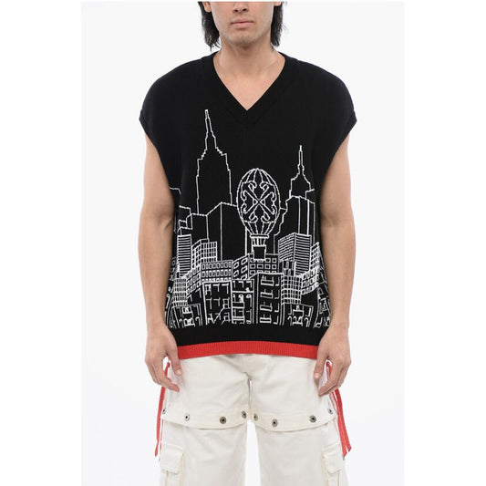 Embroidered SKYLINE Sleeveless Sweater